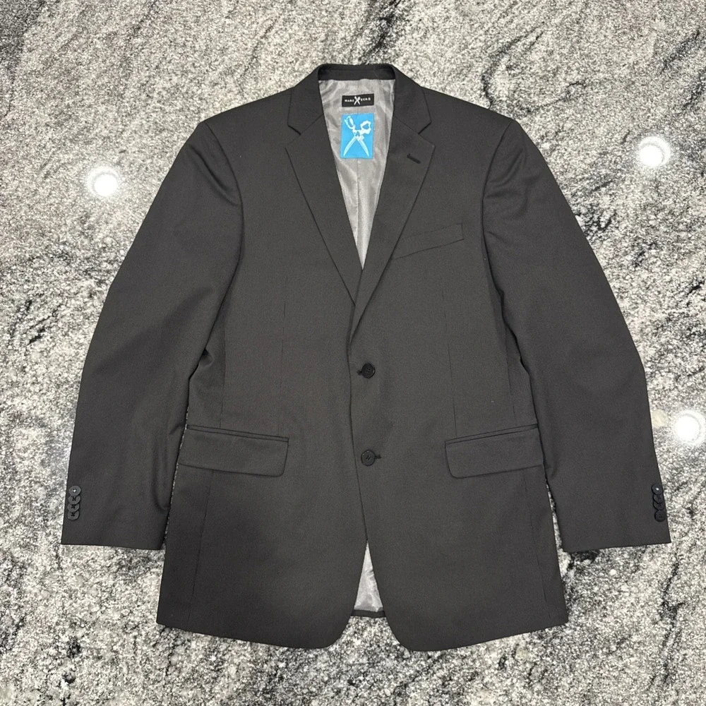 Marc Ecko Cut And Sew Sport Coat 40R Very Dark Gray‎ Pin Stripe 2 Button 2 Vents